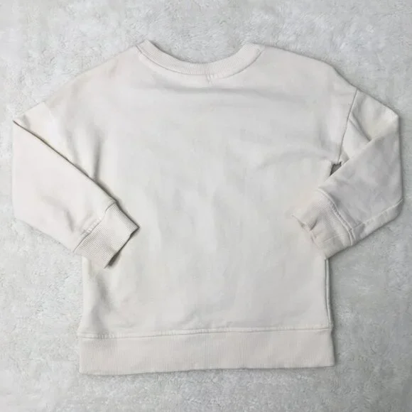 Hanna Andersson Little Girl Off White Floral Sweatshirt Top Size 4 Embroidered - Picture 9 of 12